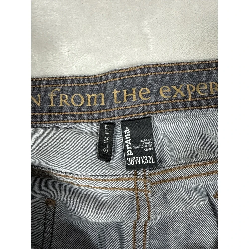 PrAna Men's Jeans Slim Fit Gray Charcoal‎ Breathe Straight Stretch Denim 38x32 - Picture 4 of 10